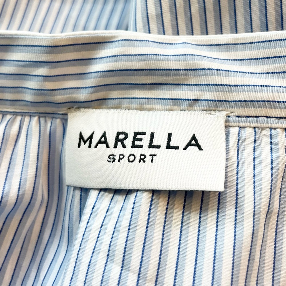 New! MARELLA SPORT COTTON STRIPED BLOUSE BLUE SIZE 2 - Picture 9 of 12